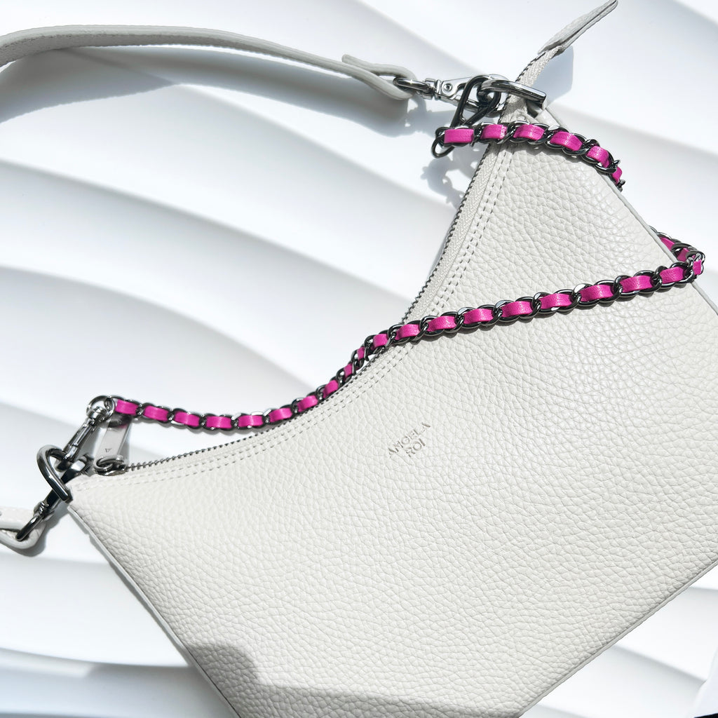 Verve Gunmetal Chain and Pink Cruelty-free Leather Strap - 19"