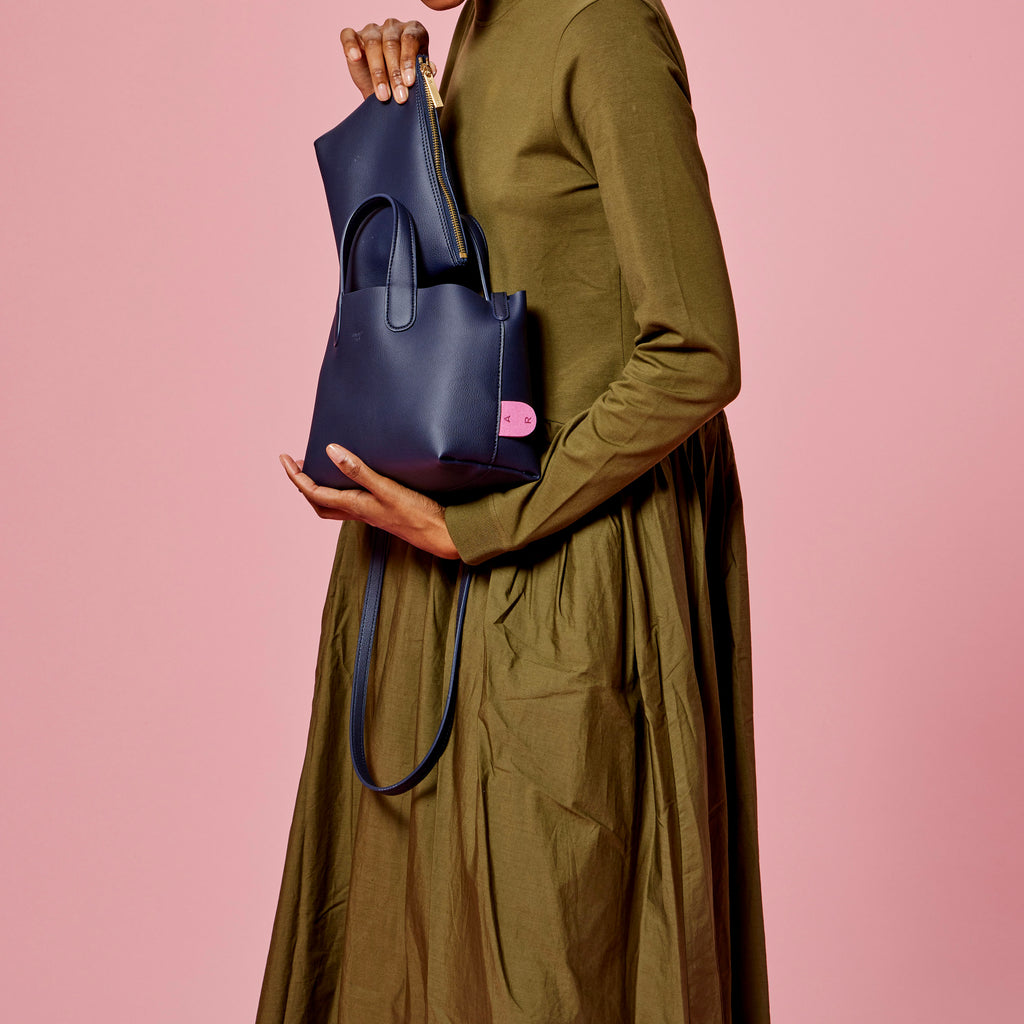 Cacta Small Tote - Navy / Pink