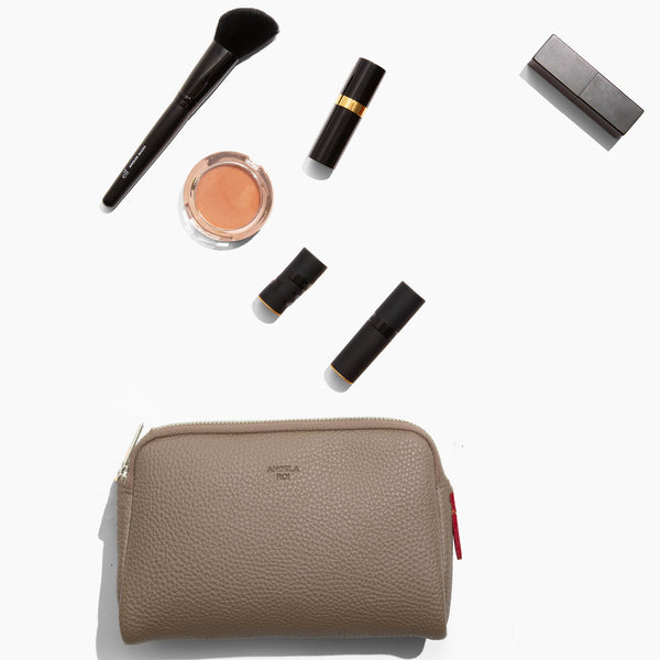 Zuri Cosmetic Pouch [Signet] - Light Mud Gray [Sample Sale]