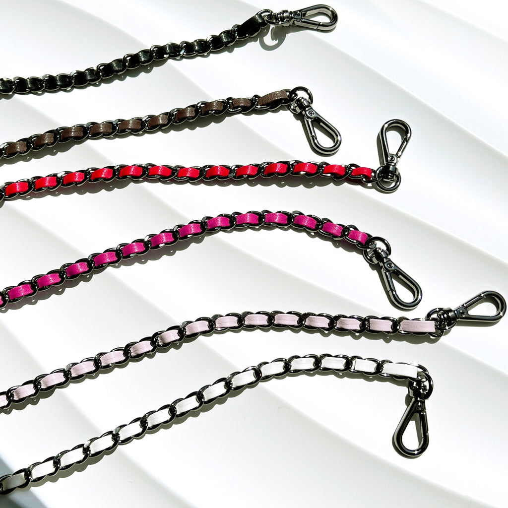 Verve Gunmetal Chain and Red Cruelty-free Leather Strap - 19"