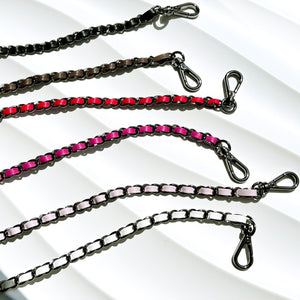 Verve Gunmetal Chain and Red Cruelty-free Leather Strap - 19"