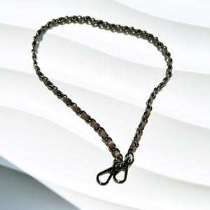 Verve Gunmetal Chain and Brown Cruelty-free Leather Strap - 19"