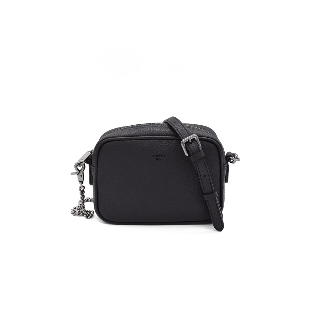 Black Leather Micro slim crossbody bag