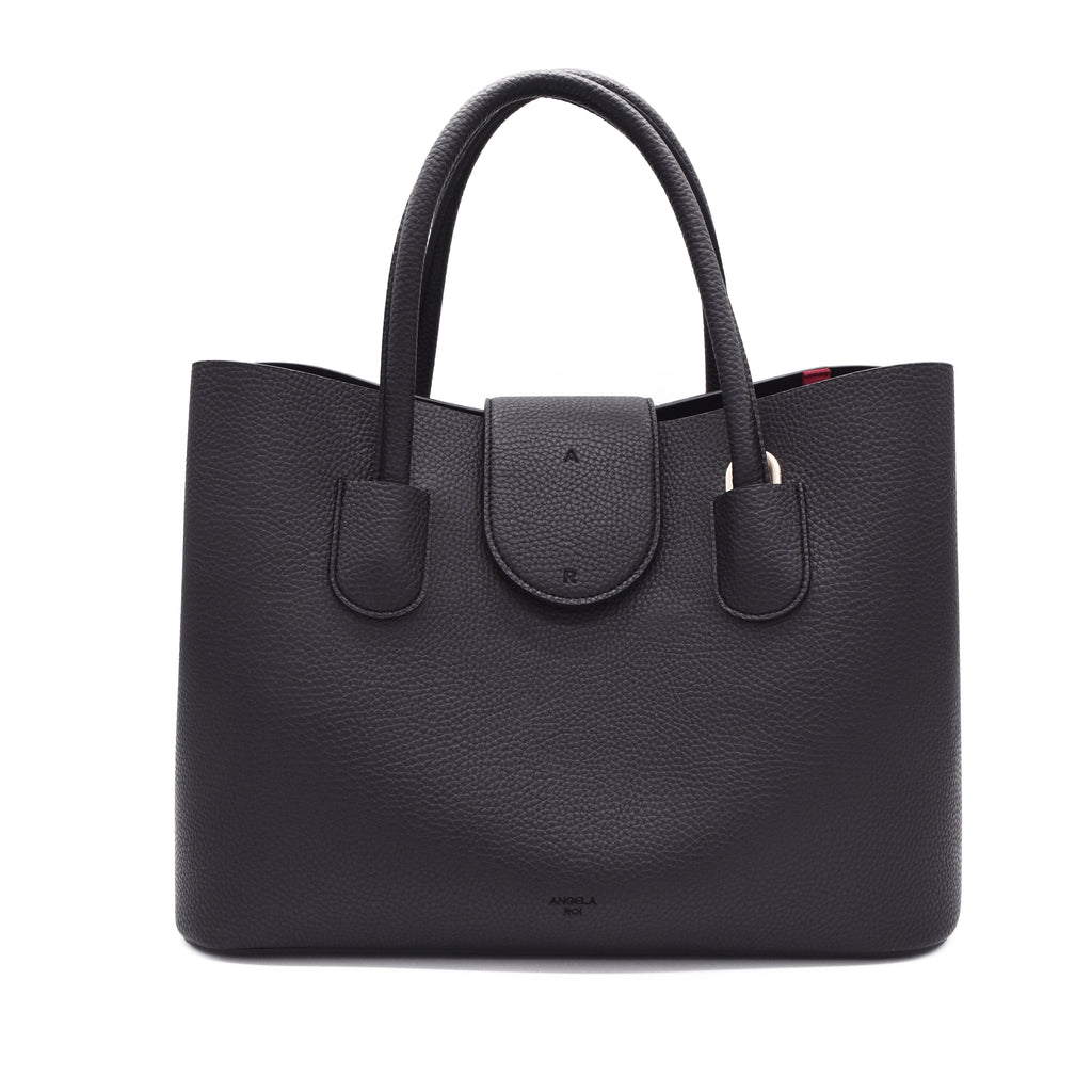 Longchamp 'Roseau' Leather Shoulder Tote Handbag, Black