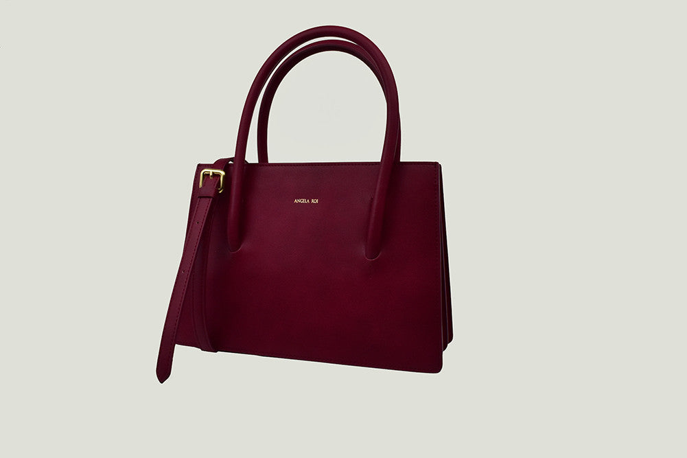 Luxury Designer Vegan Handbags - Eleanor Satchel Bordeaux