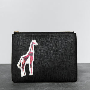 Zuri Travel Pouch with Aisha Giraffe - Black [Sample Sale]