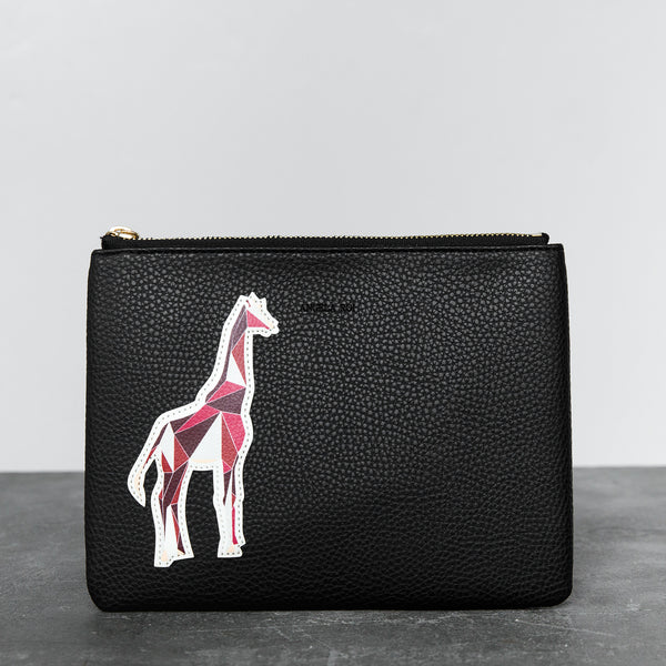 Zuri Travel Pouch with Aisha Giraffe - Black [Sample Sale]