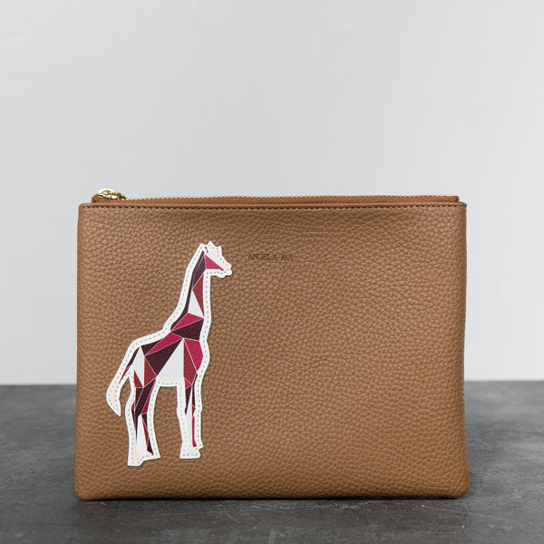 Zuri Travel Pouch with Aisha Giraffe - Russet [Sample Sale]