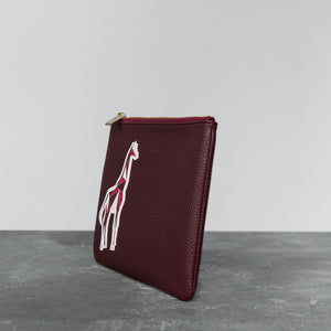 Zuri Travel Pouch with Aisha Giraffe - Bordeaux [Sample Sale]