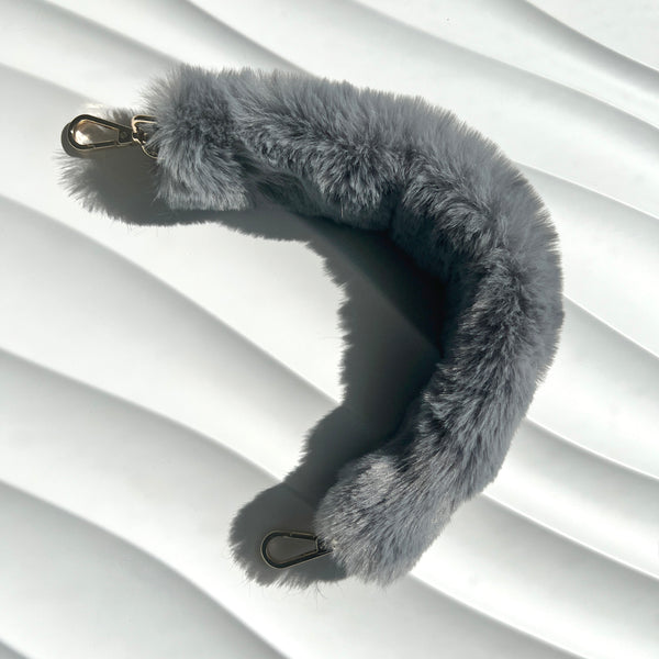 Verve Vegan Fur Handle Strap  - Gray