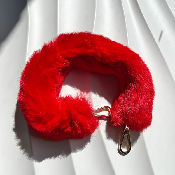 Verve Vegan Fur Handle Strap - Red
