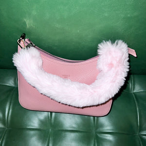 Verve Vegan Fur Handle Strap  - Pink