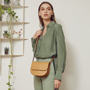 Hamilton Round Cross-body - Nude Emerald [Sample Sale]