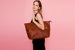 Andrea Oversized Tote - Orange Brown