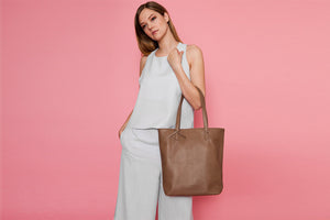 Andrea Tall Tote - Mud Gray