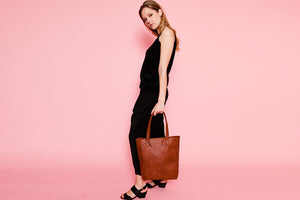 Andrea Tall Tote - Orange Brown