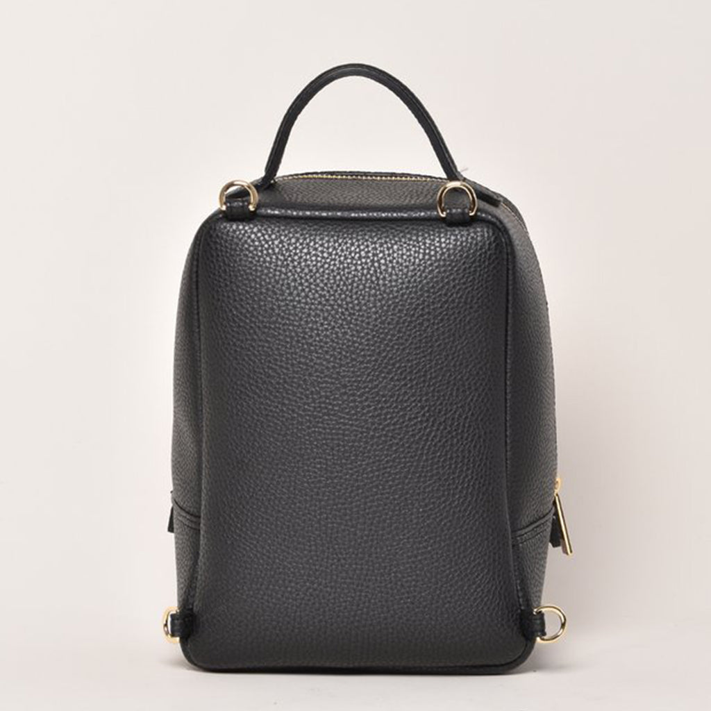 black leather mini backpack aeropostal Small unisex Ange compact and elegant ideal for essentials Solid Black Mini Route Backpack