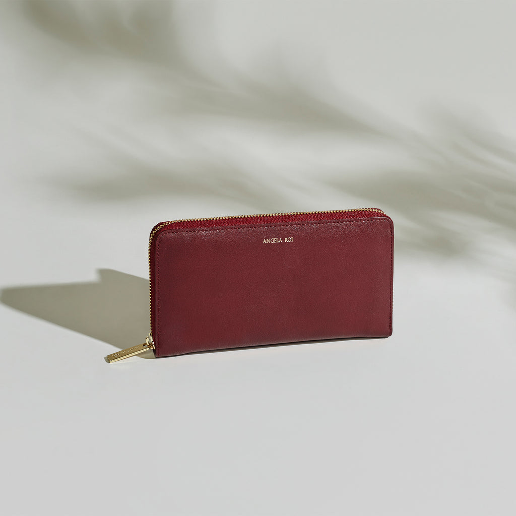 Olivia Zipped Vegan Wallet - Bordeaux