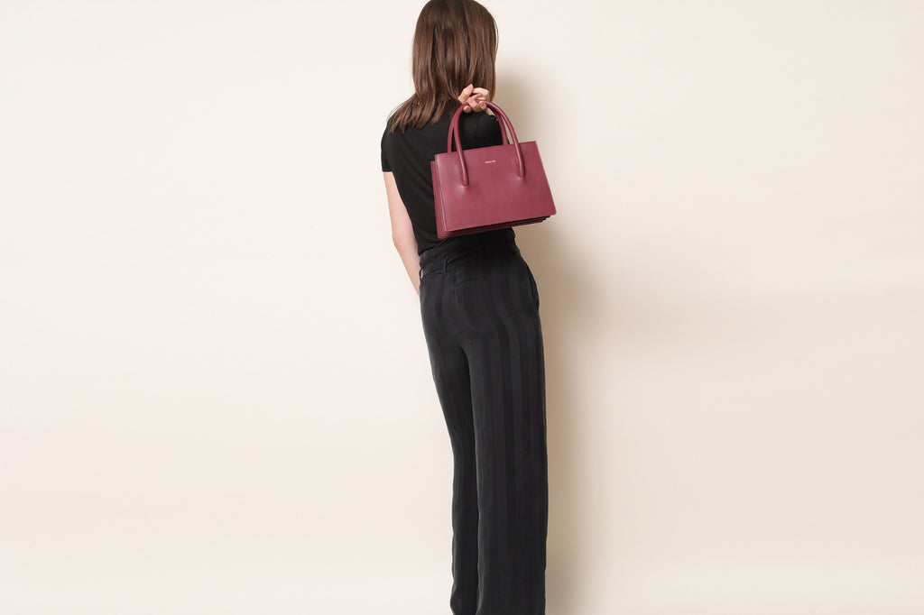 Luxury Designer Vegan Handbags - Eleanor Satchel Bordeaux
