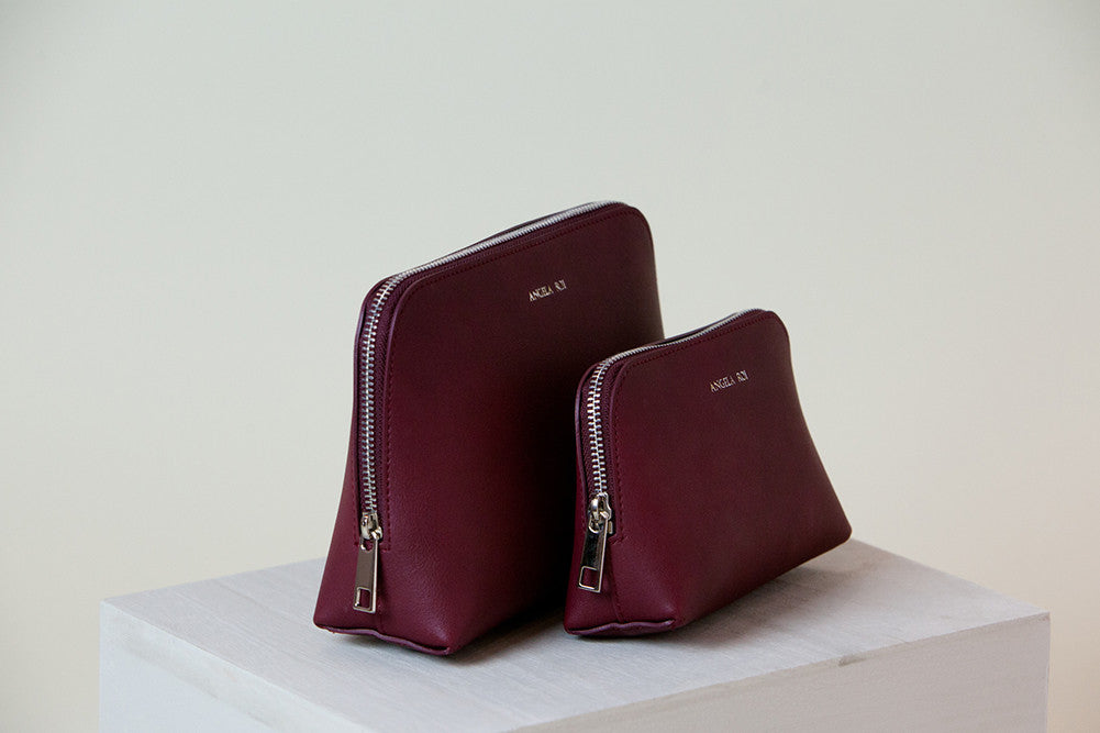 Designer Plum Cosmetic Case Vegan Handbags by Angela Roi