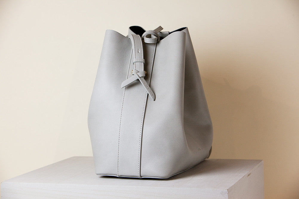 Angela Roi, Bags, Angela Roi Angelou Mini Bucket Bag Faux Pebbled Leather  Purse Shoulder Bag Ecru